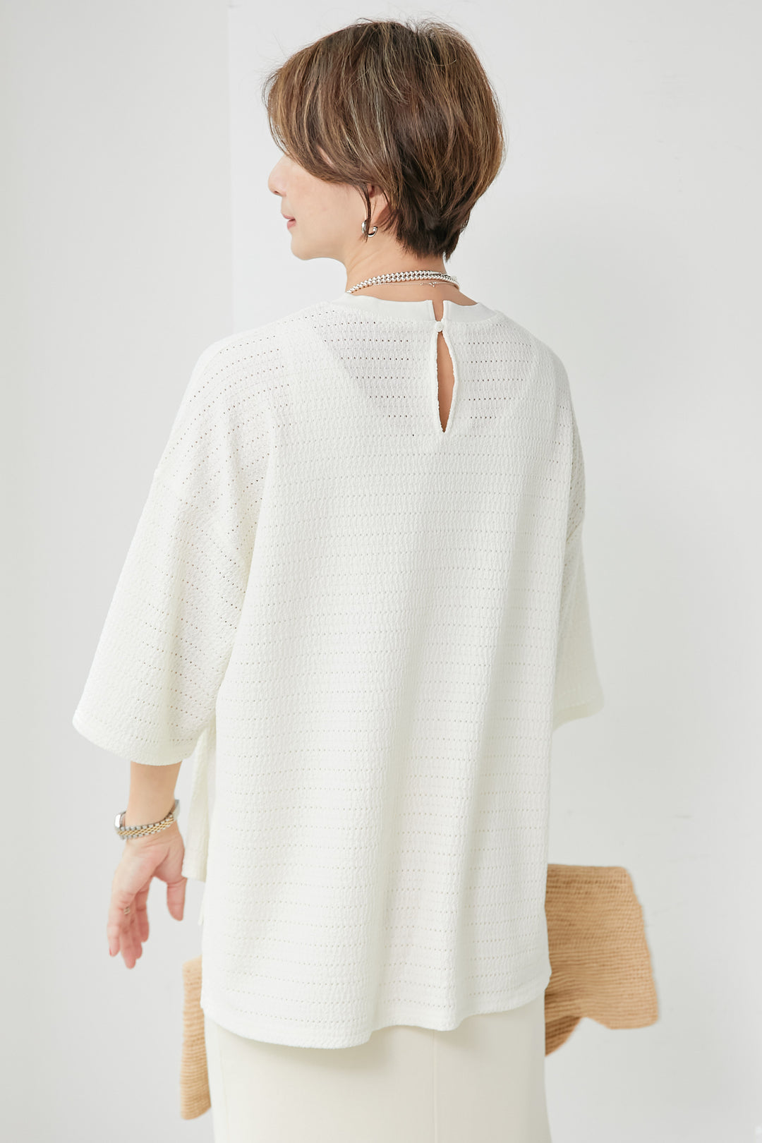 Cut jacquard over pullover