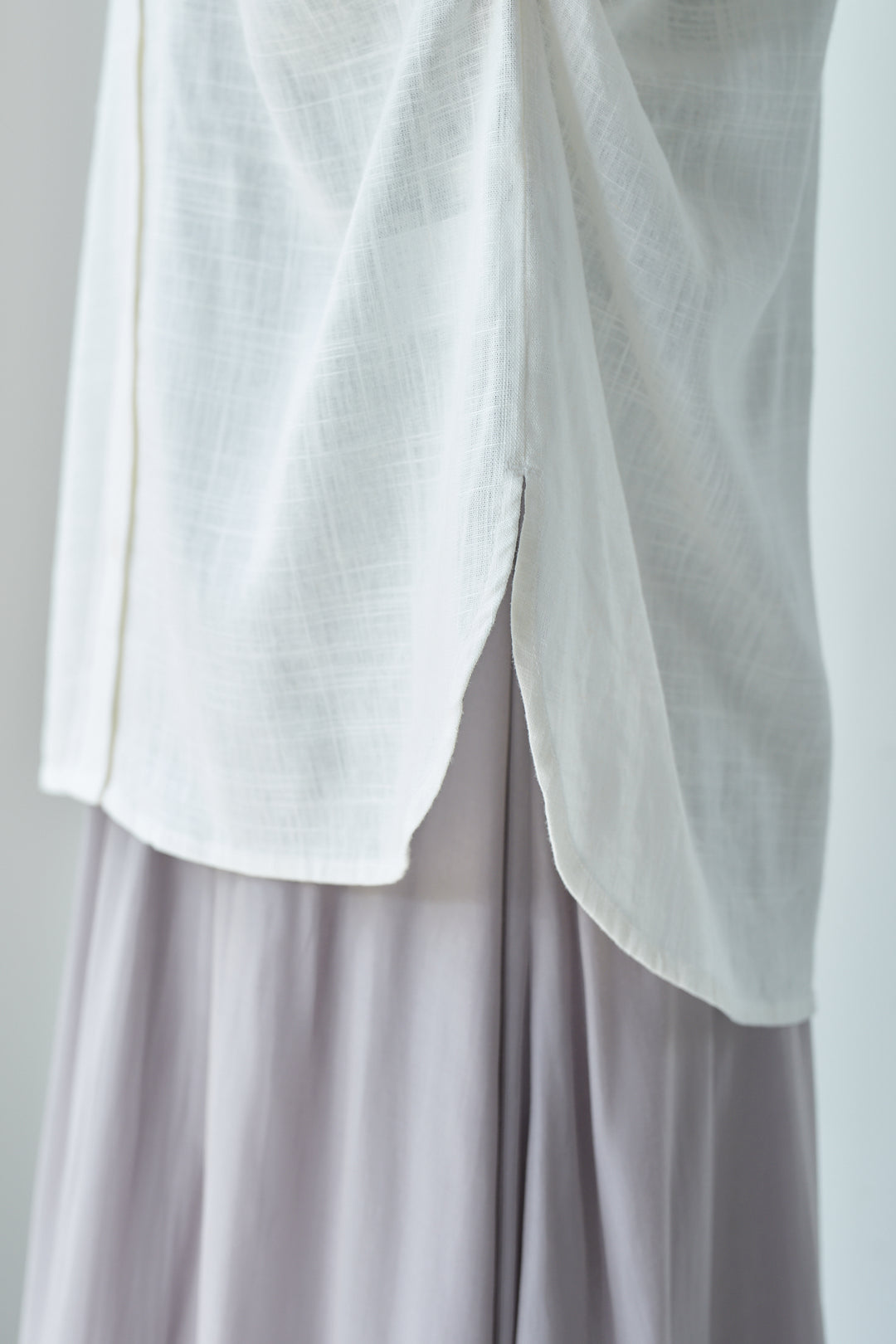 【SET】【防紫外线/清凉触感】浅色亚麻袖泡泡衫+透气半身裙（2套）
