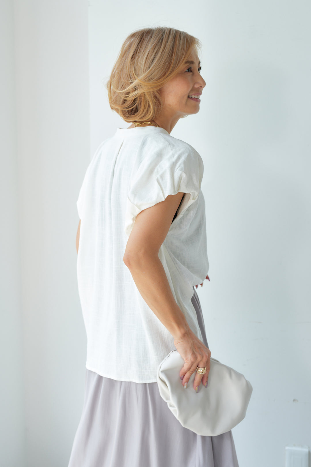 [SET] [UV protection, cool to the touch] Light linen puff sleeve blouse + airy skirt (2 sets)