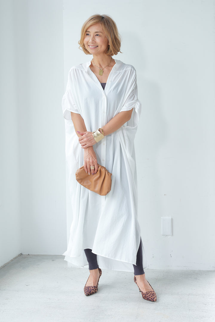 Gathered loose shirt dress