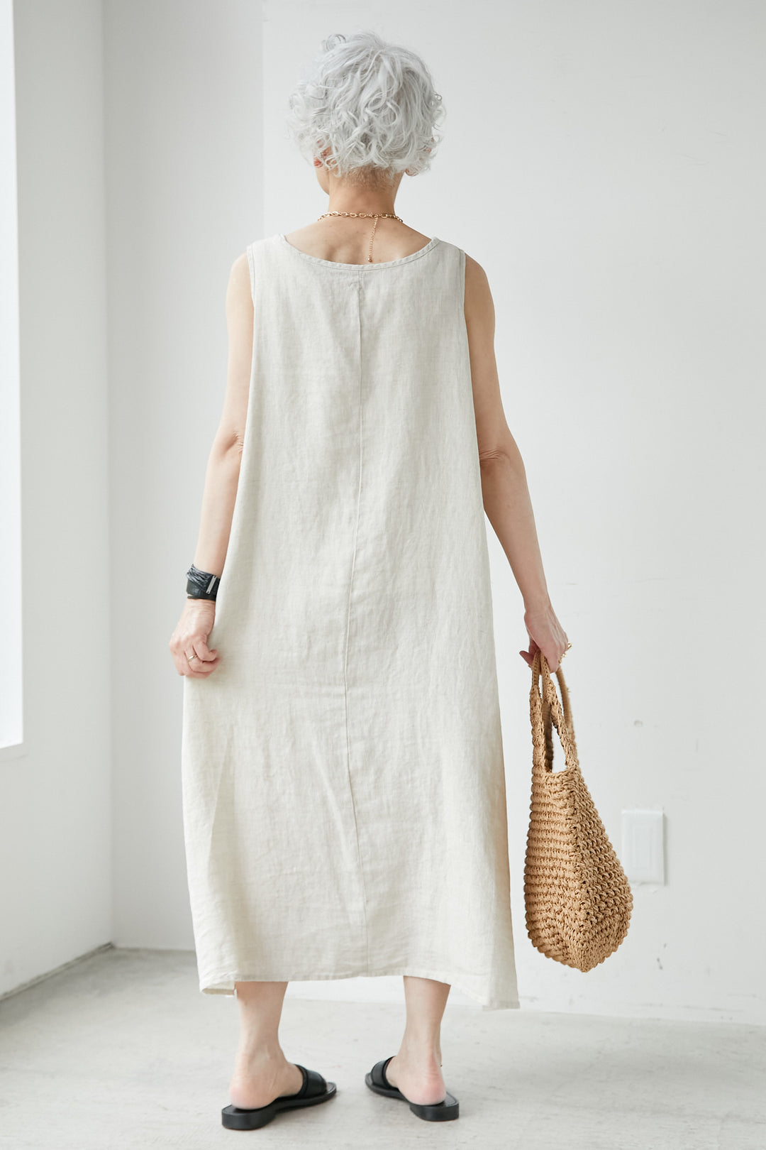 Linen Cambric V-neck Dress