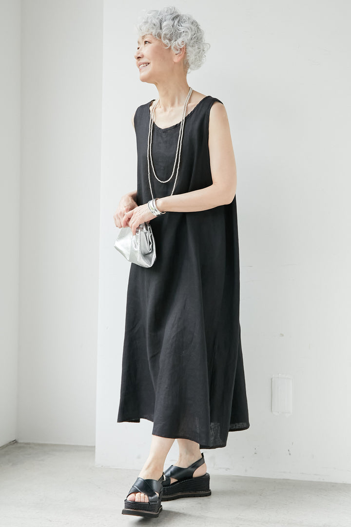 Linen Cambric V-neck Dress