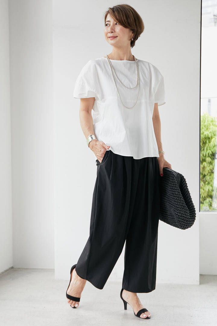 [Cool to the touch/Water repellent finish] Waist tuck stretch pants