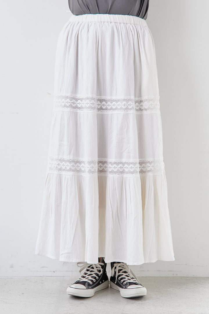 Cotton lace tiered skirt