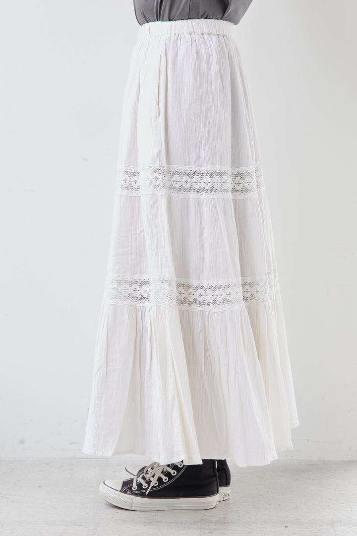 Cotton lace tiered skirt