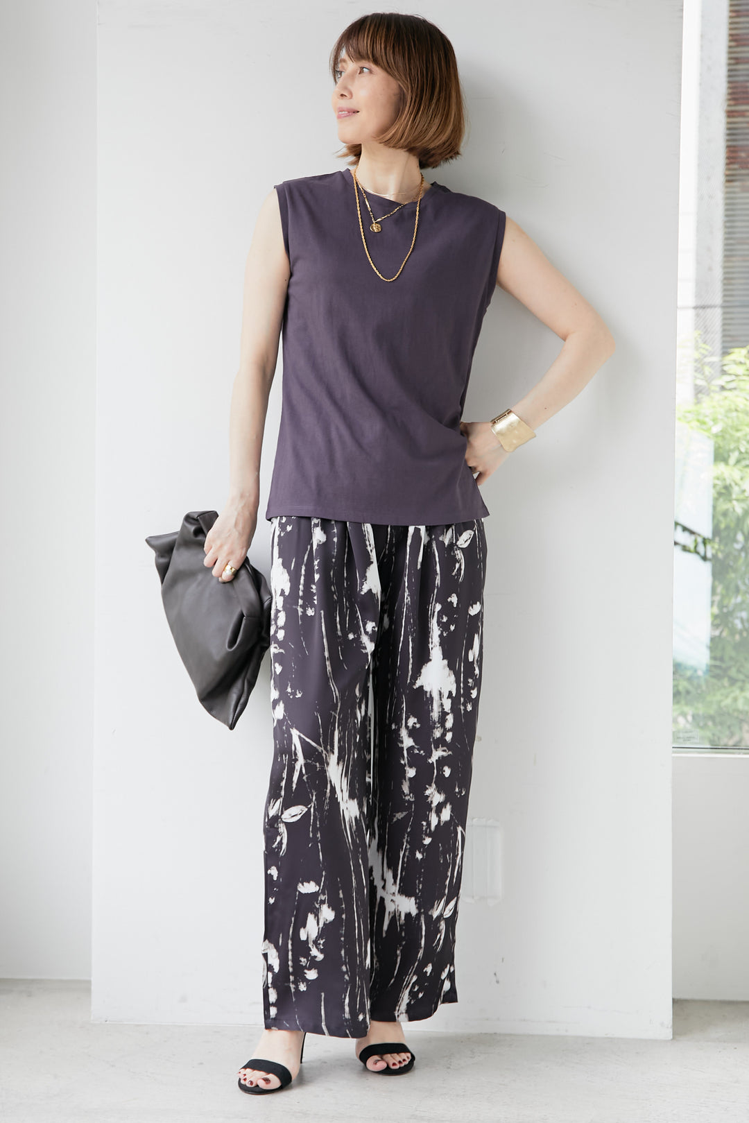 [SET] [Water-repellent, quick-drying] USA cotton sleeveless pullover + shadow paint pants (2 sets)