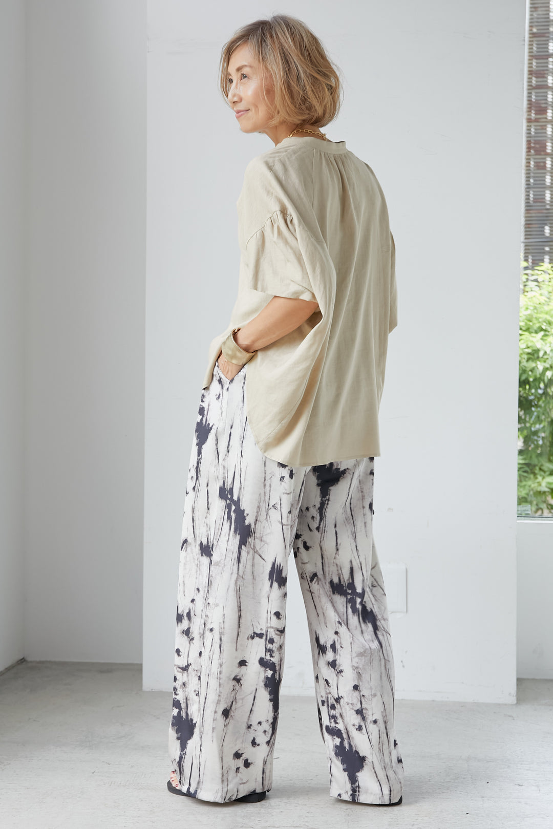 Linen window cloth blouse