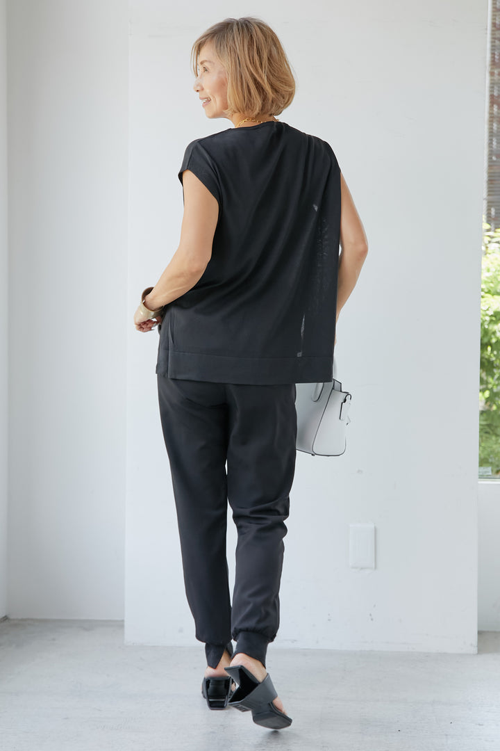 [SET] [Cool to the touch/UV protection] Refresh Moisture Sheer Pullover + Double Georgette Hem Slit Jogger Pants (2set)