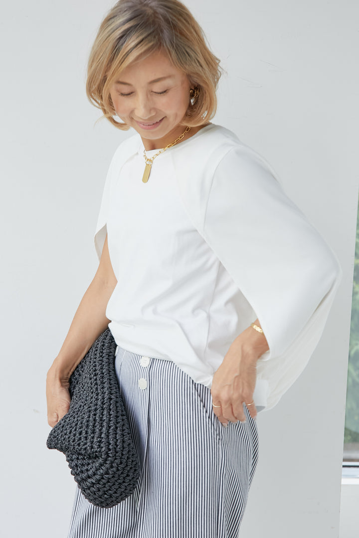 [SET] Cape cloak pullover + striped marine pants (2set)