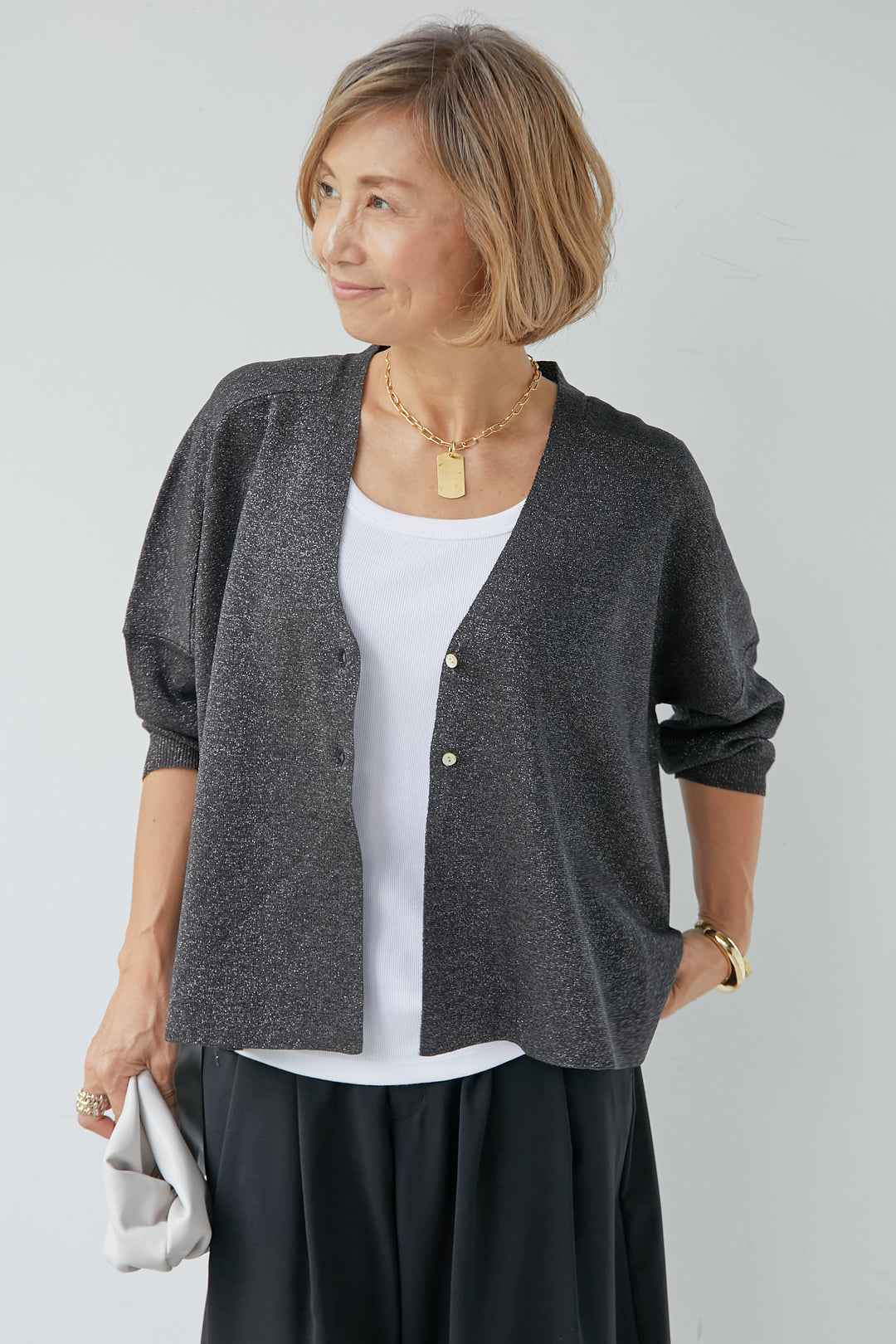 Washable smooth glitter cardigan