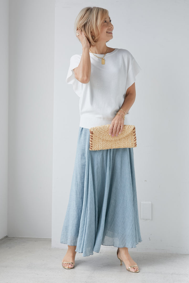 【SET】亮片夏季针织+喇叭形棉质长裙（2套）