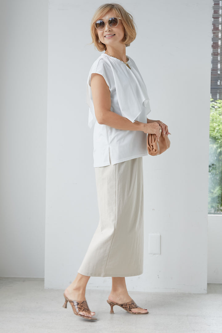 [SET] Ruffle sleeveless top + [Cool to the touch, water repellent] Waist tuck skirt (2 sets)