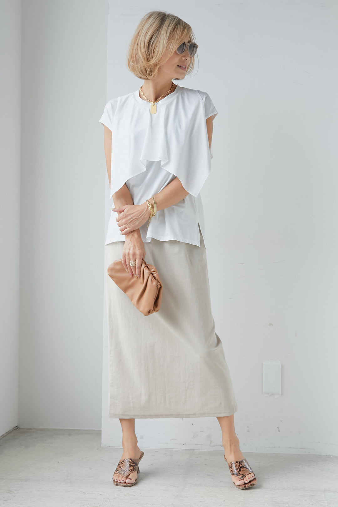 [SET] Ruffle sleeveless top + [Cool to the touch, water repellent] Waist tuck skirt (2 sets)