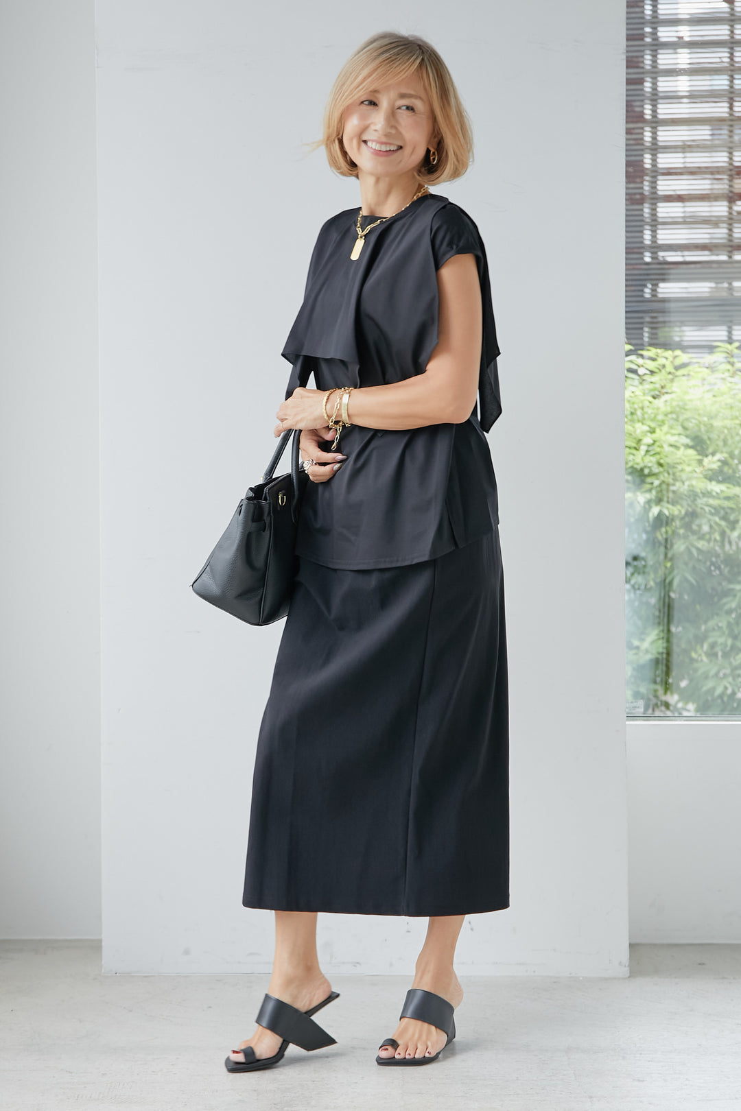 [SET] Ruffle sleeveless top + [Cool to the touch, water repellent] Waist tuck skirt (2 sets)