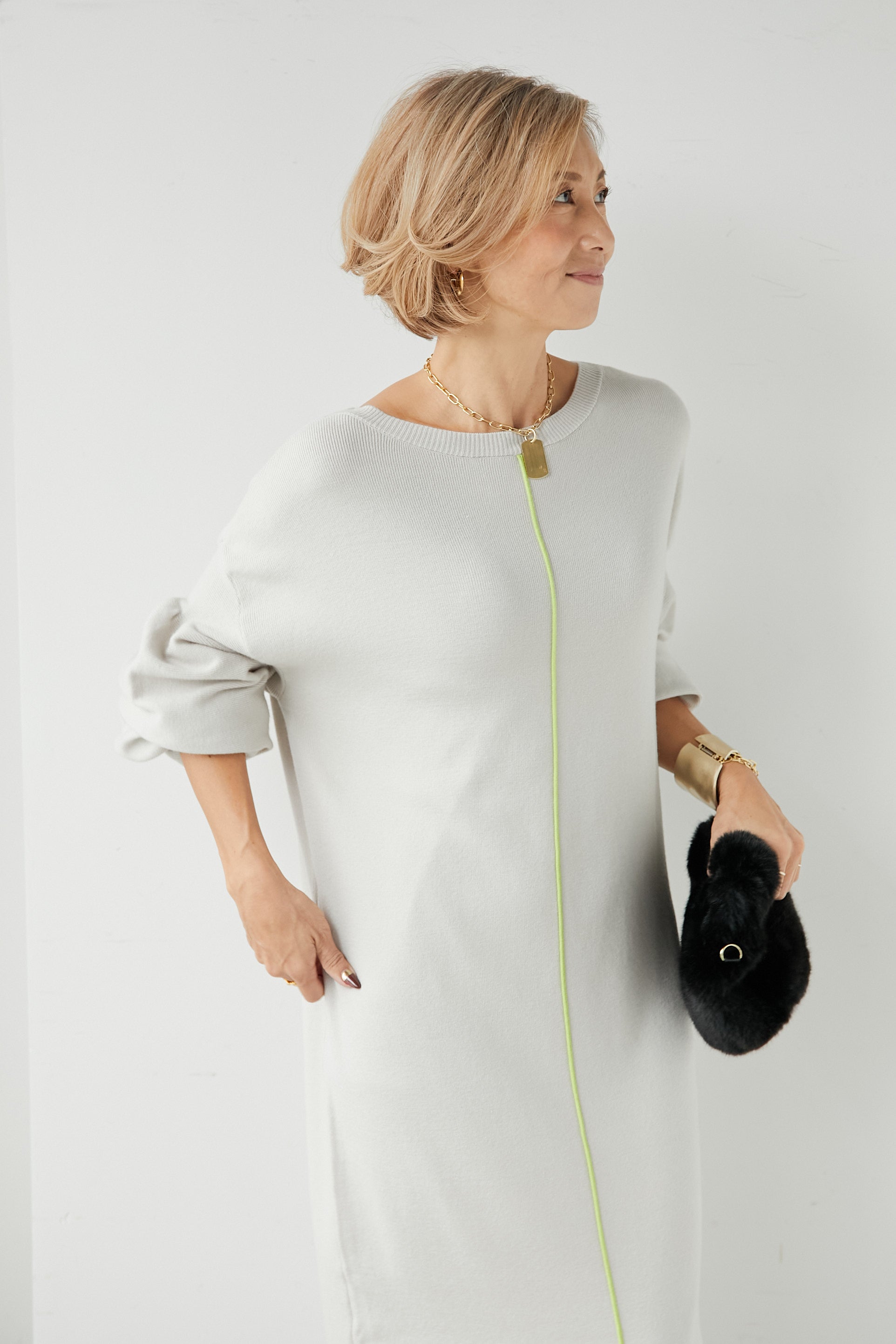 ☆【PLUS OTO.HA】2WAYバックラインやわもちニットワンピース 【公式