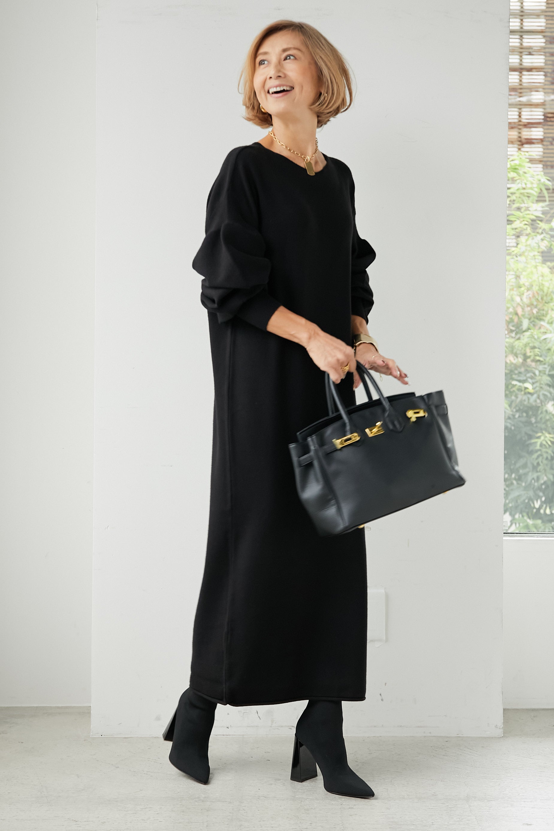 PLUS OTO.HA】2WAYバックラインやわもちニットワンピース