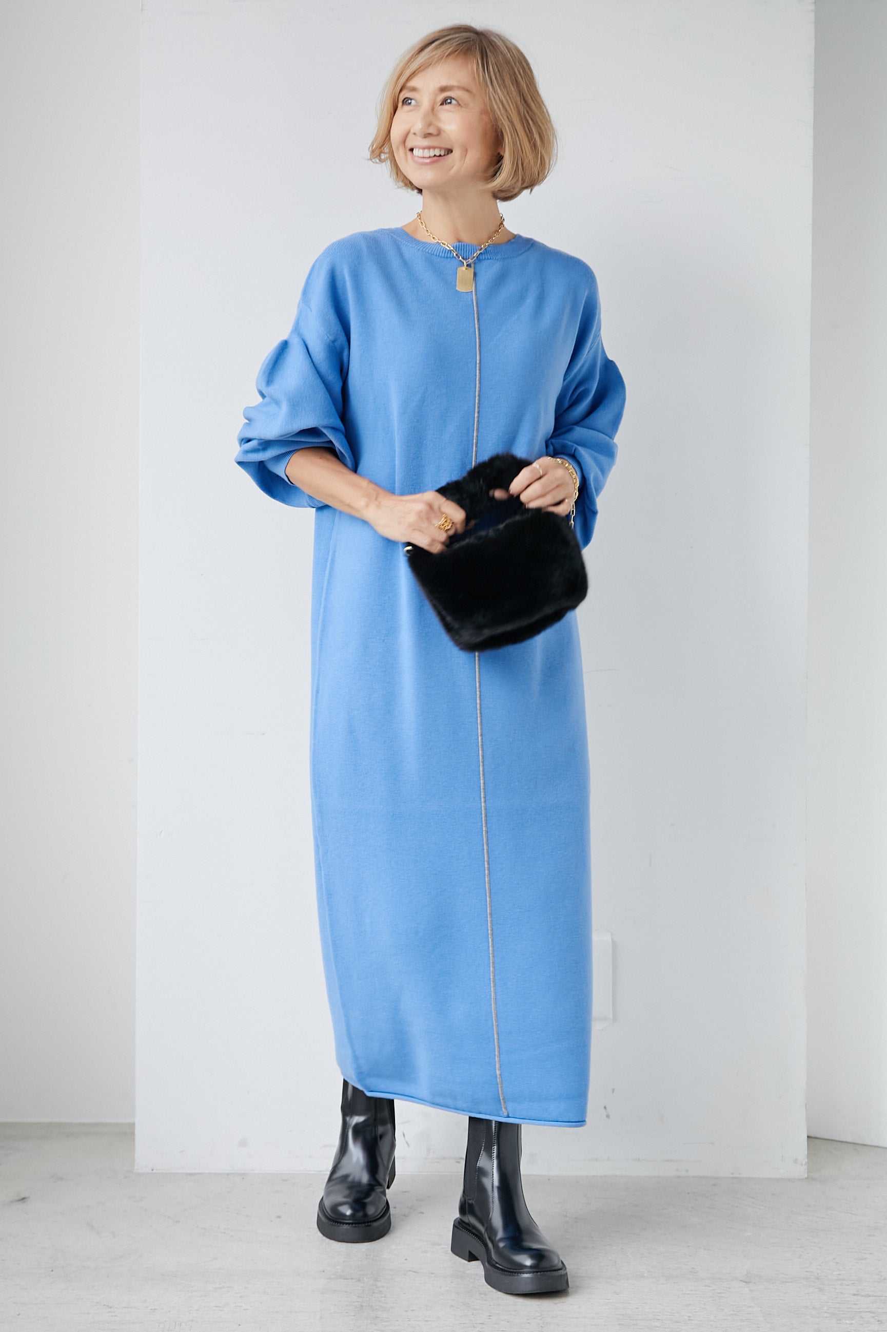 2wayバックラインやわもちニットワンピースプラスオトハplusotoha