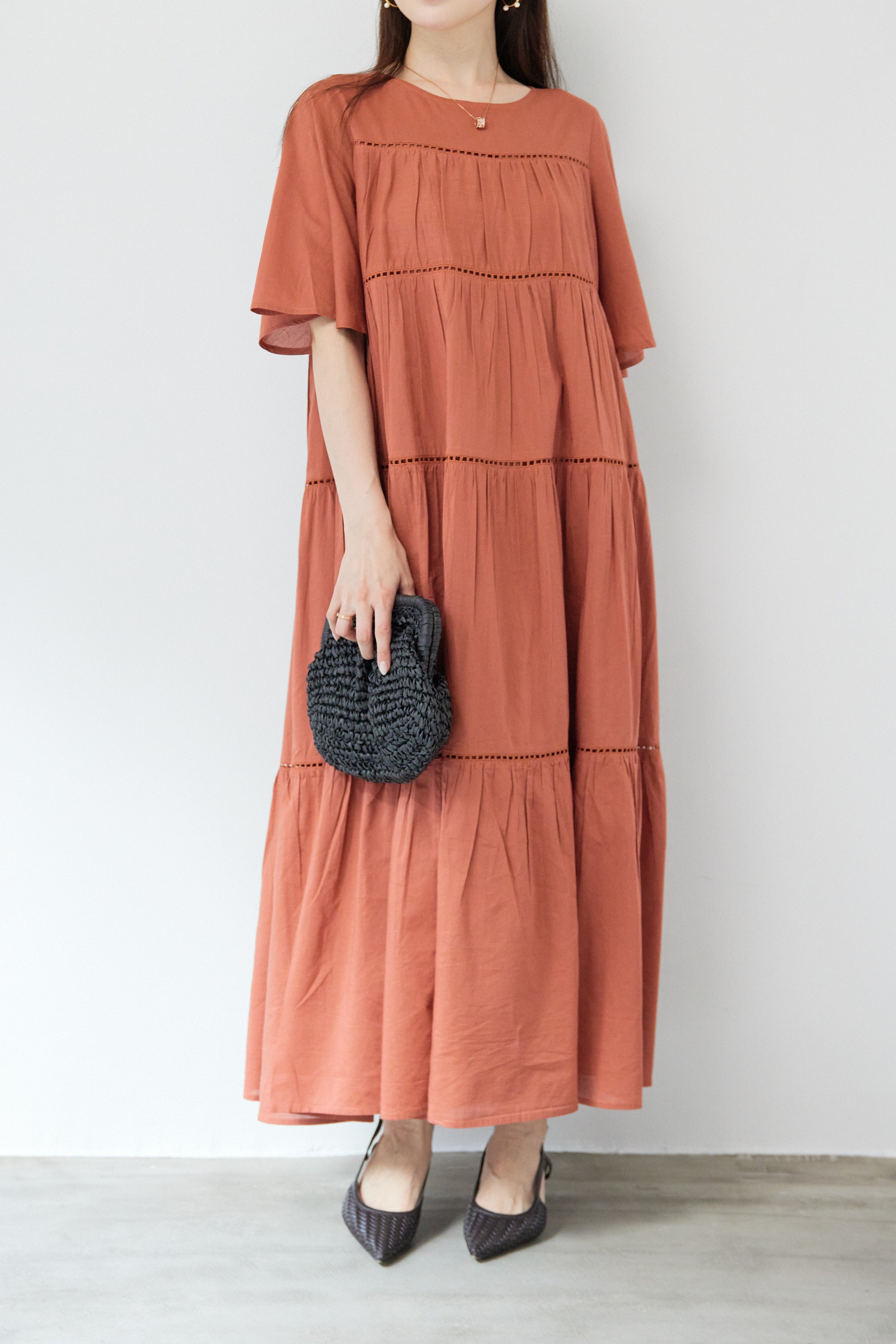 プラスオトハティアードコットンワンピース