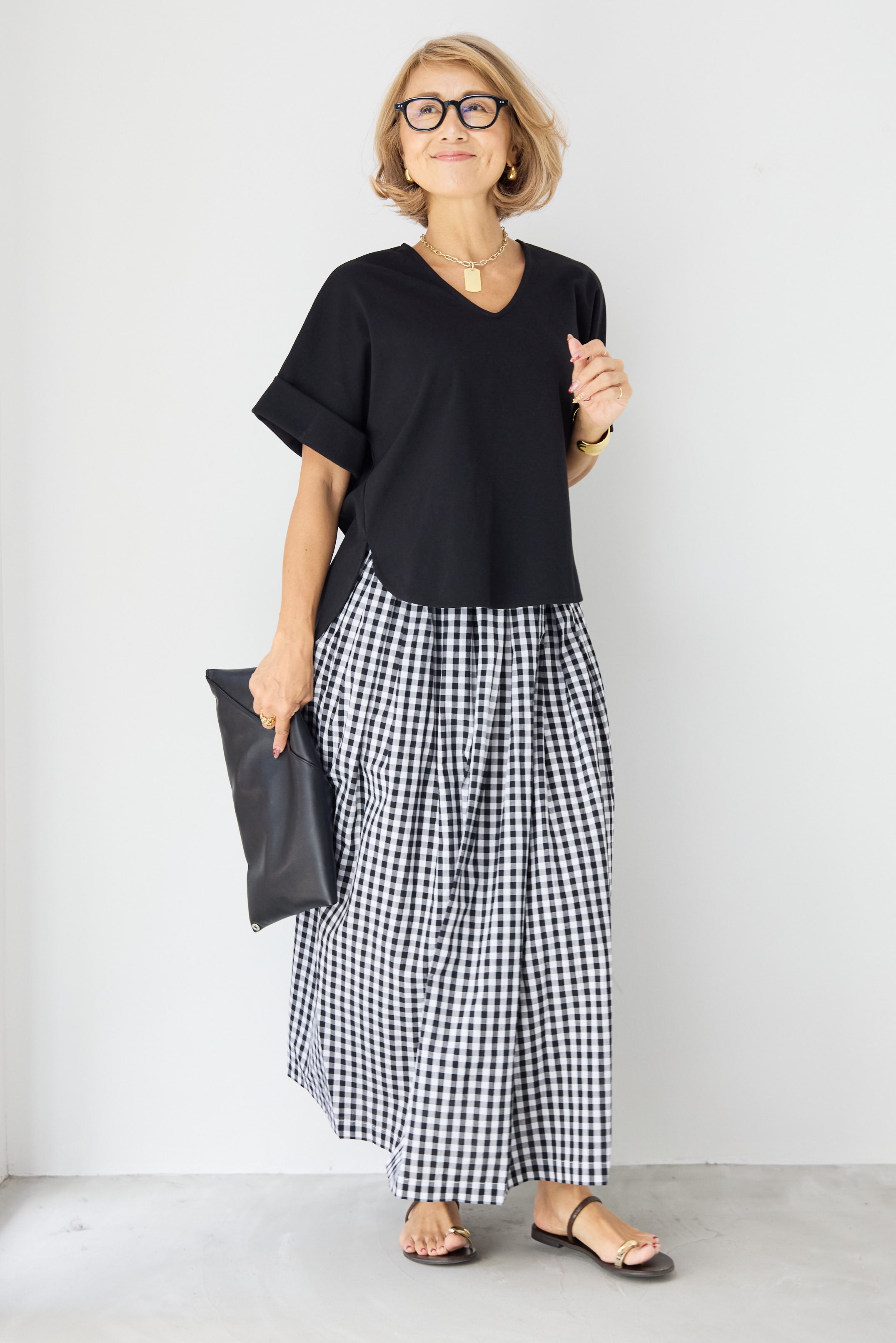 ギンガムチェックコットンフレアスカート – plusotoha