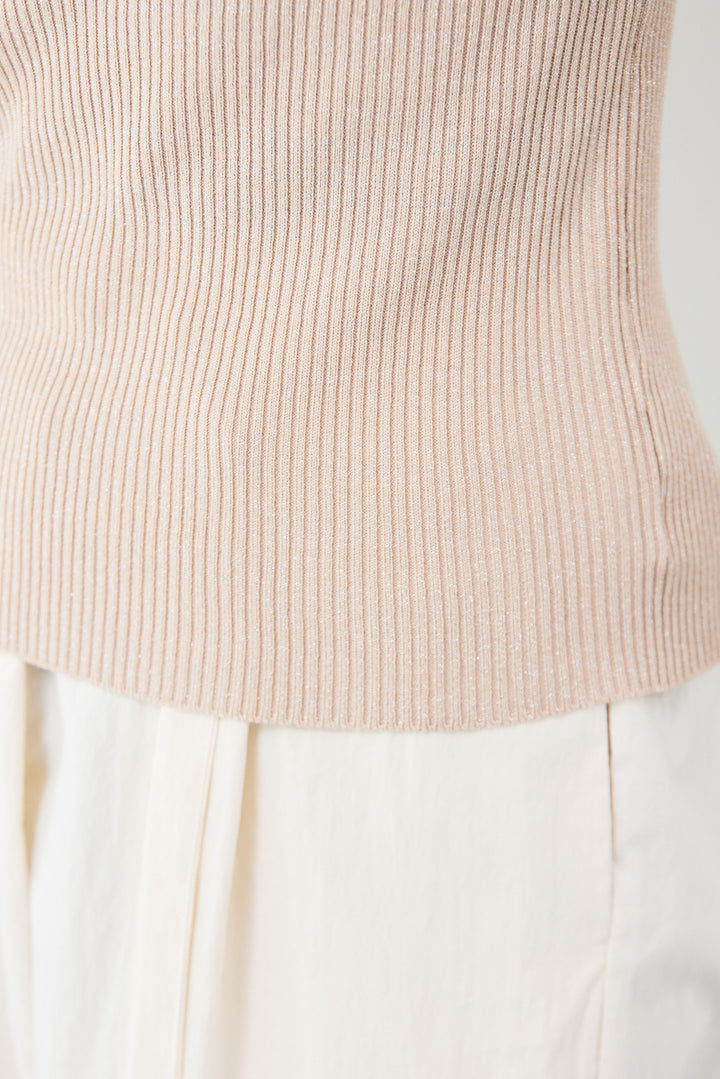 アシメネックリブニット