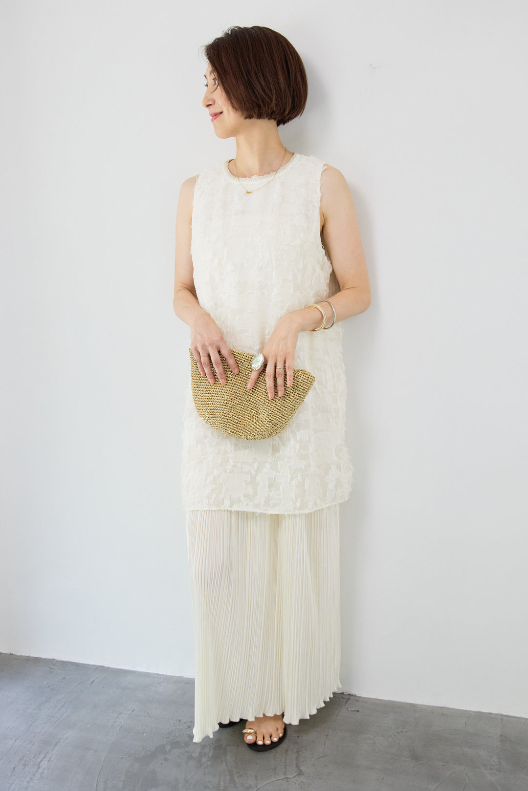 カットジャガードドッキングワンピース