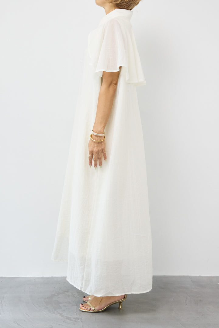 フレアスリーブシャツワンピース