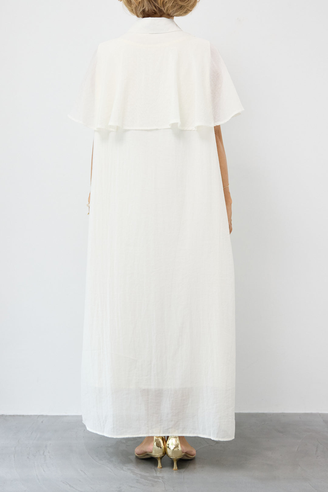 フレアスリーブシャツワンピース