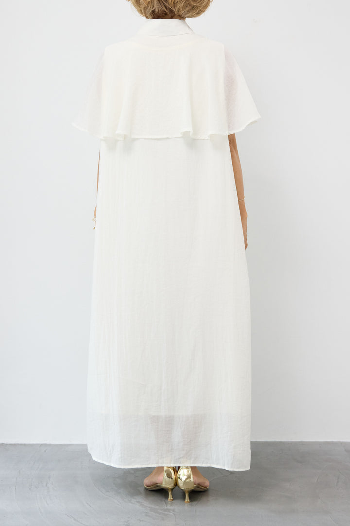 フレアスリーブシャツワンピース