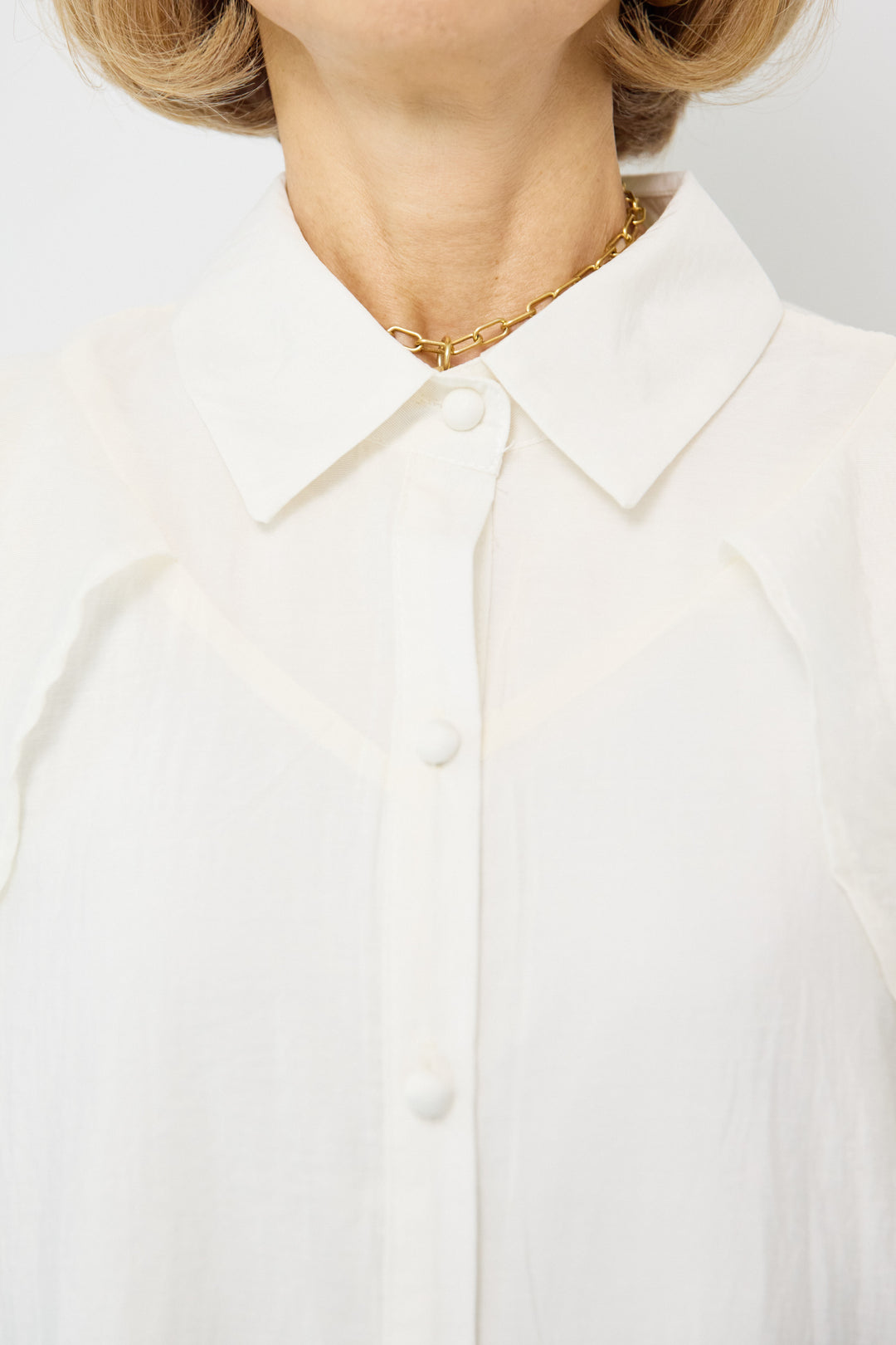 フレアスリーブシャツワンピース