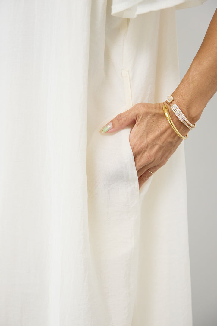 フレアスリーブシャツワンピース