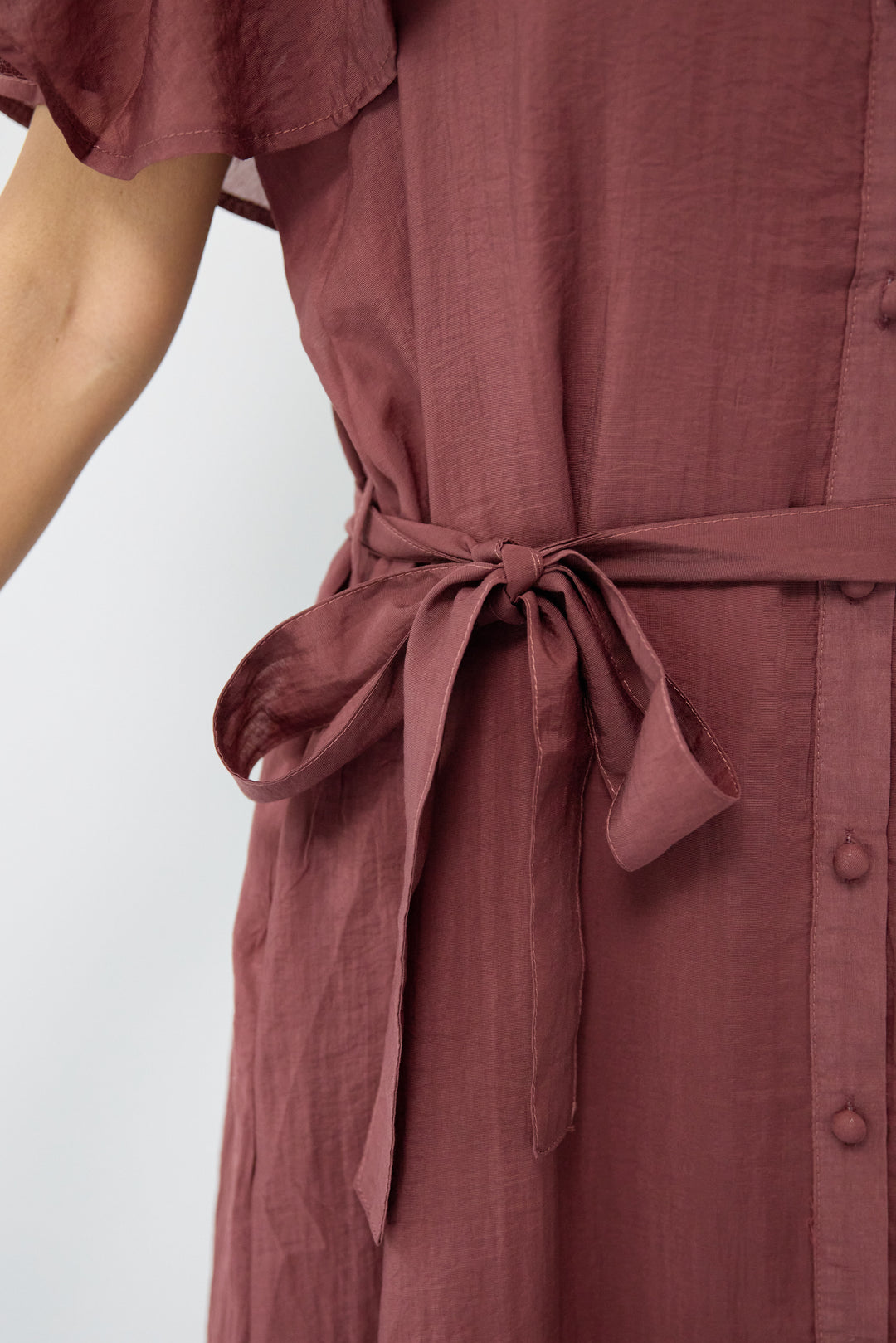 フレアスリーブシャツワンピース