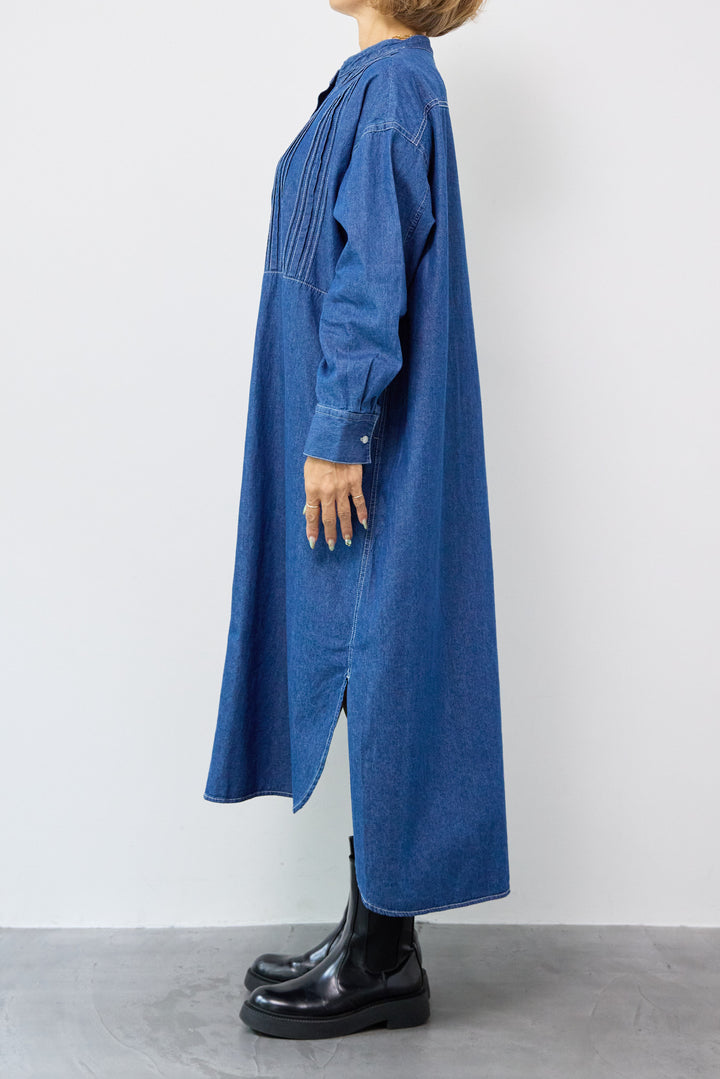 ピンタックデニムシャツワンピース