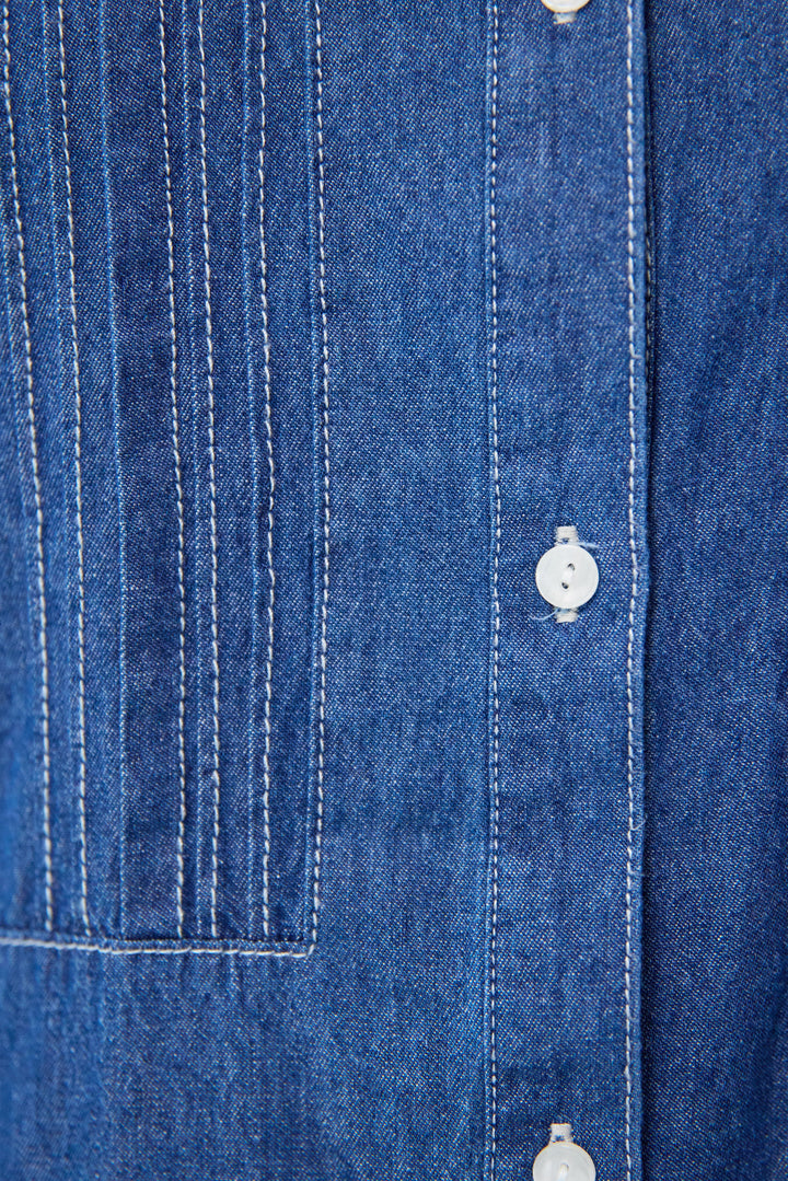 ピンタックデニムシャツワンピース