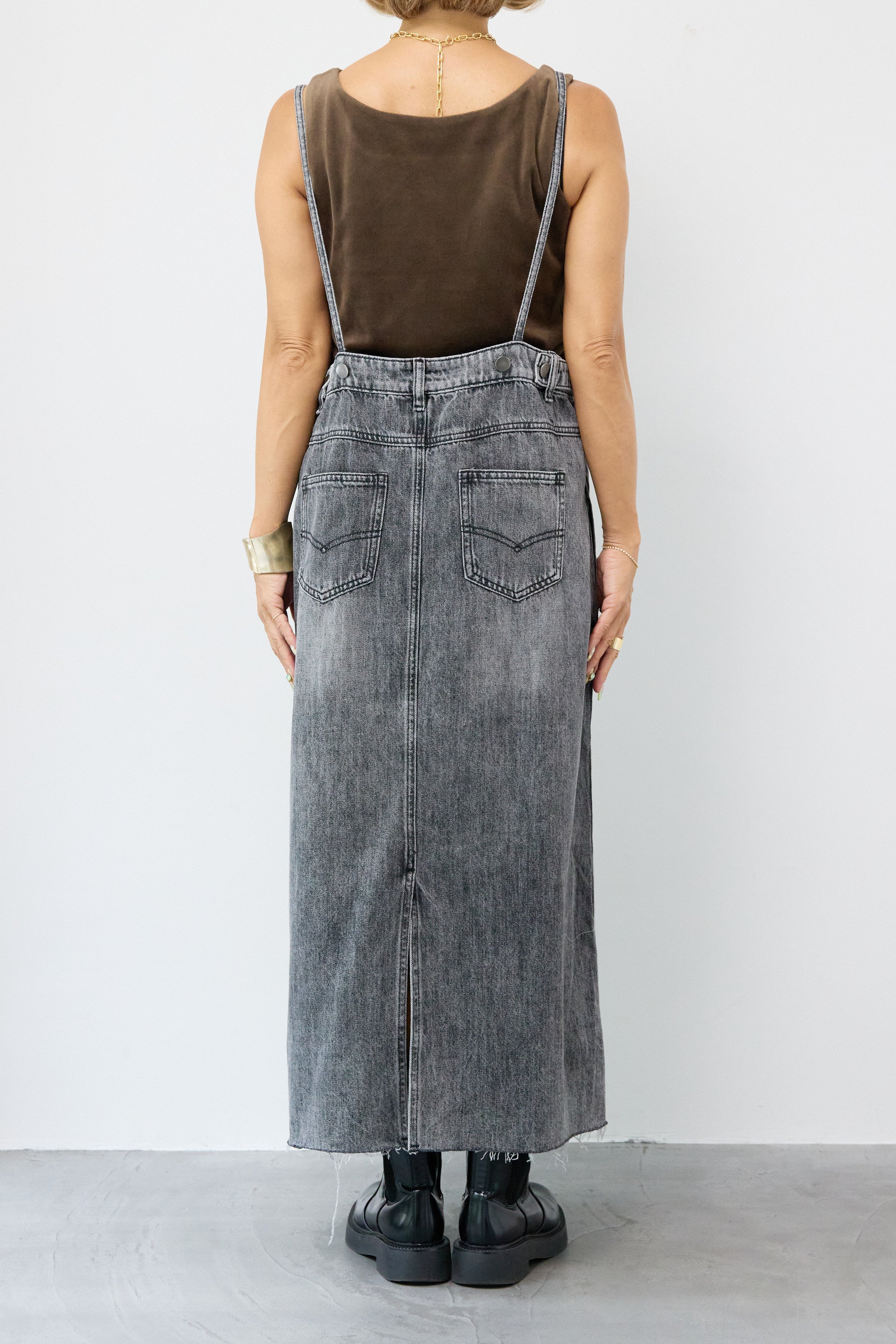 裾フリンジデニムジャンスカ 裾フリンジデニムジャンスカワンピース – plusotoha