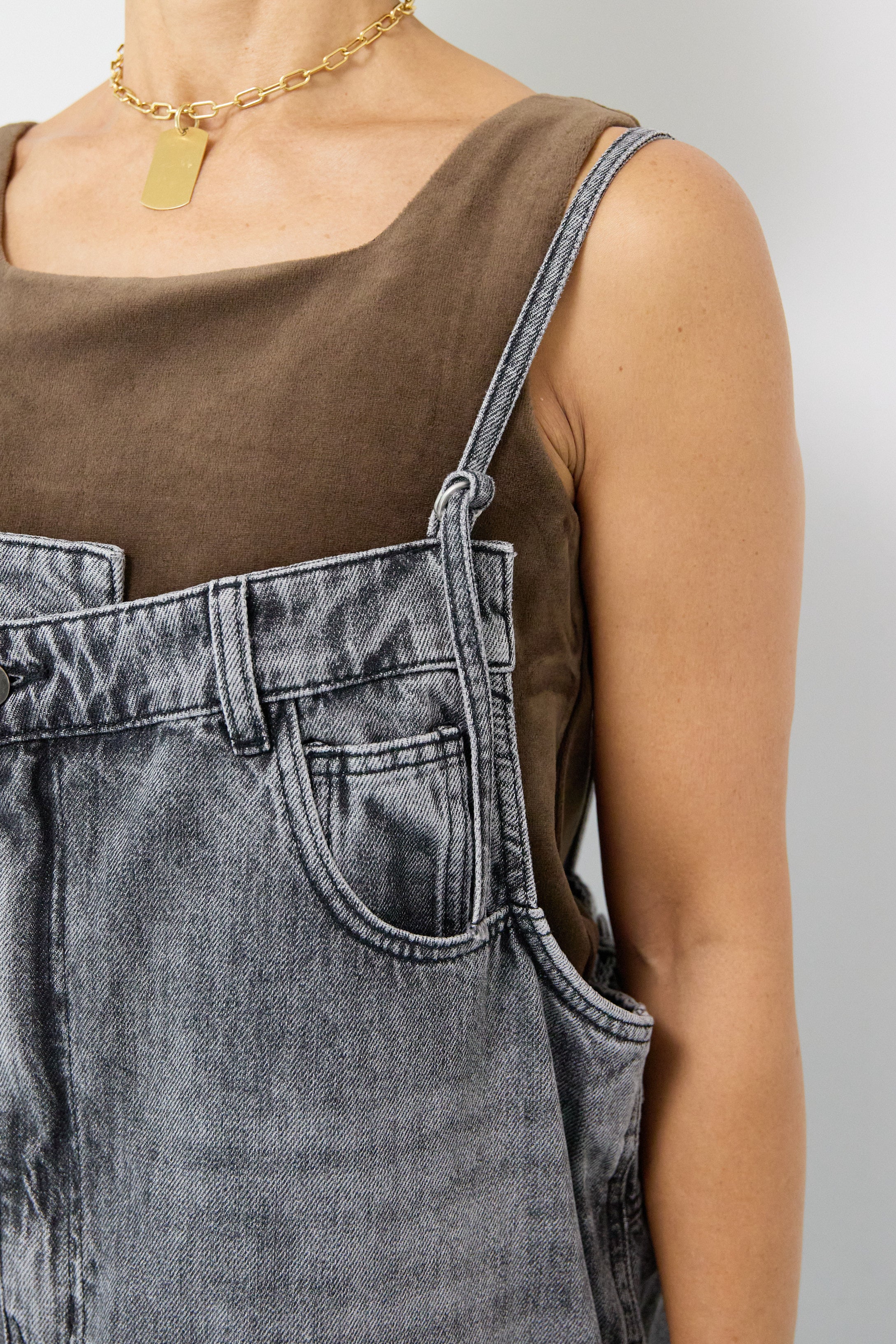 裾フリンジデニムジャンスカワンピース – plusotoha