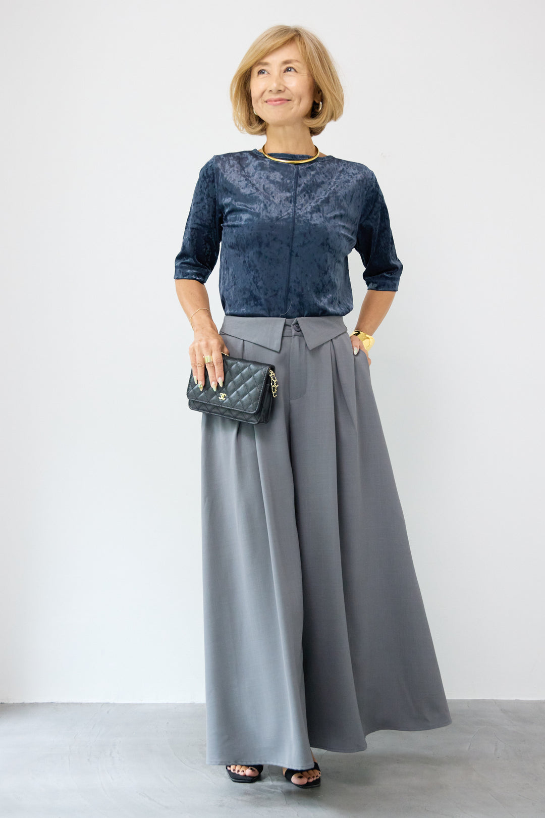 シアーベロア ハーフスリーブカーディガン