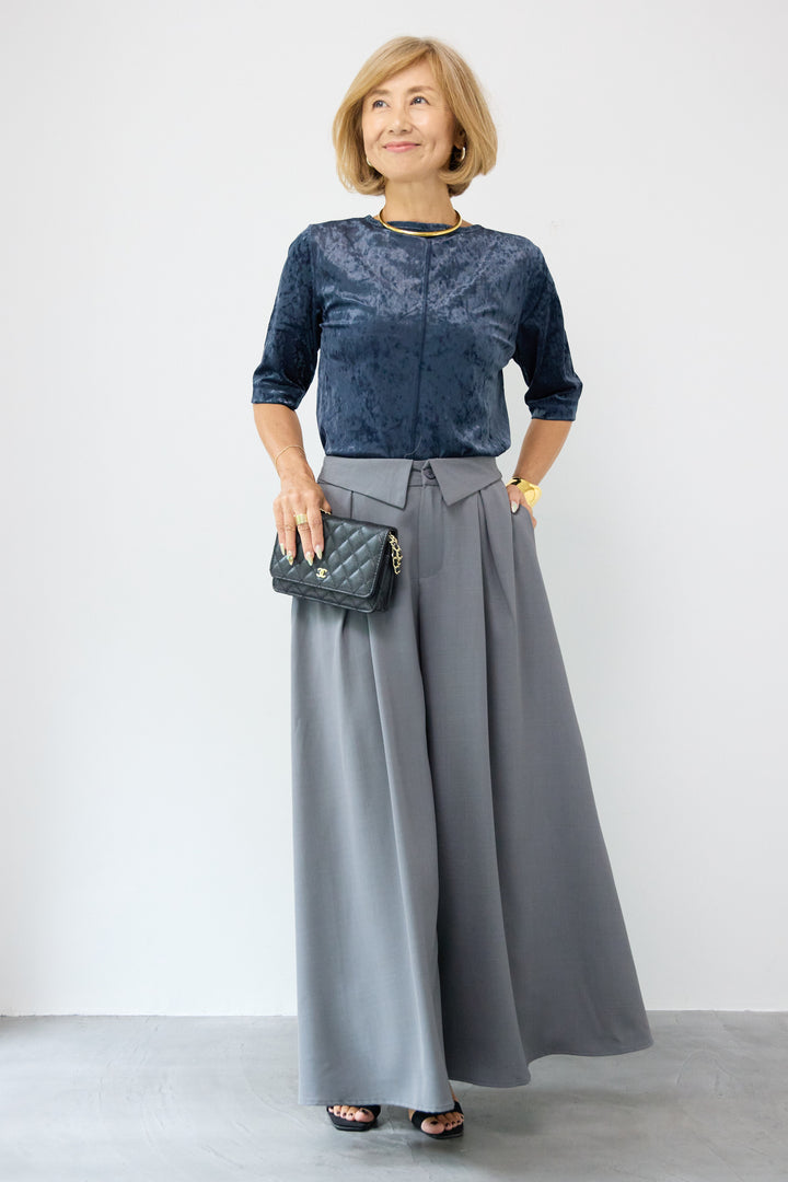 シアーベロア ハーフスリーブカーディガン