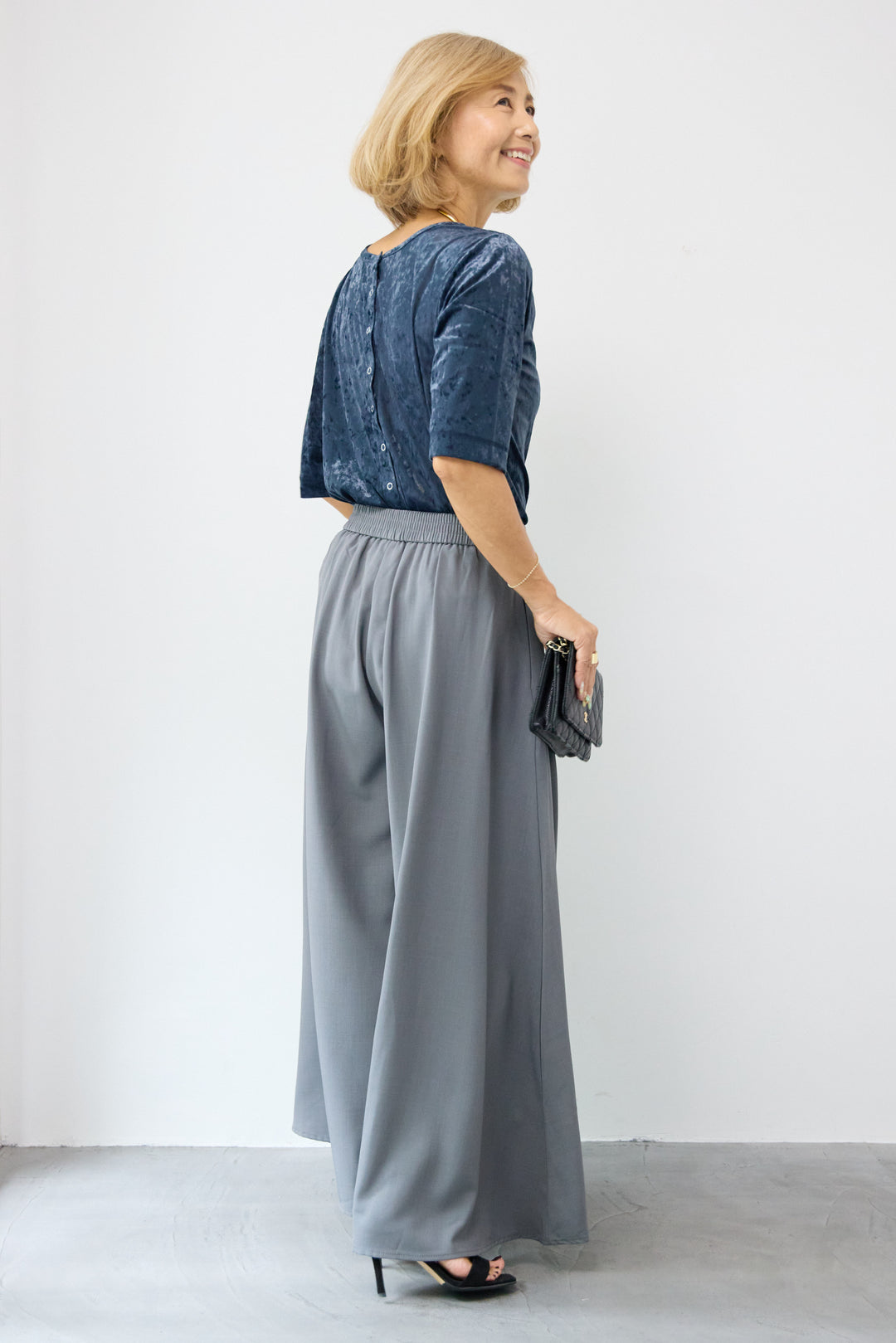 シアーベロア ハーフスリーブカーディガン