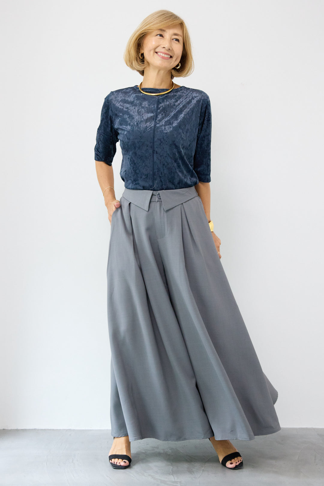 シアーベロア ハーフスリーブカーディガン