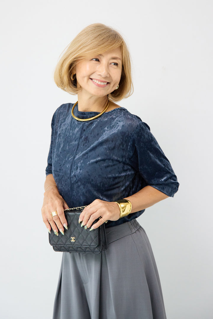 シアーベロア ハーフスリーブカーディガン