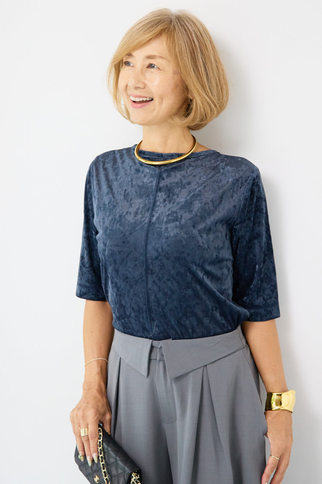 シアーベロア ハーフスリーブカーディガン