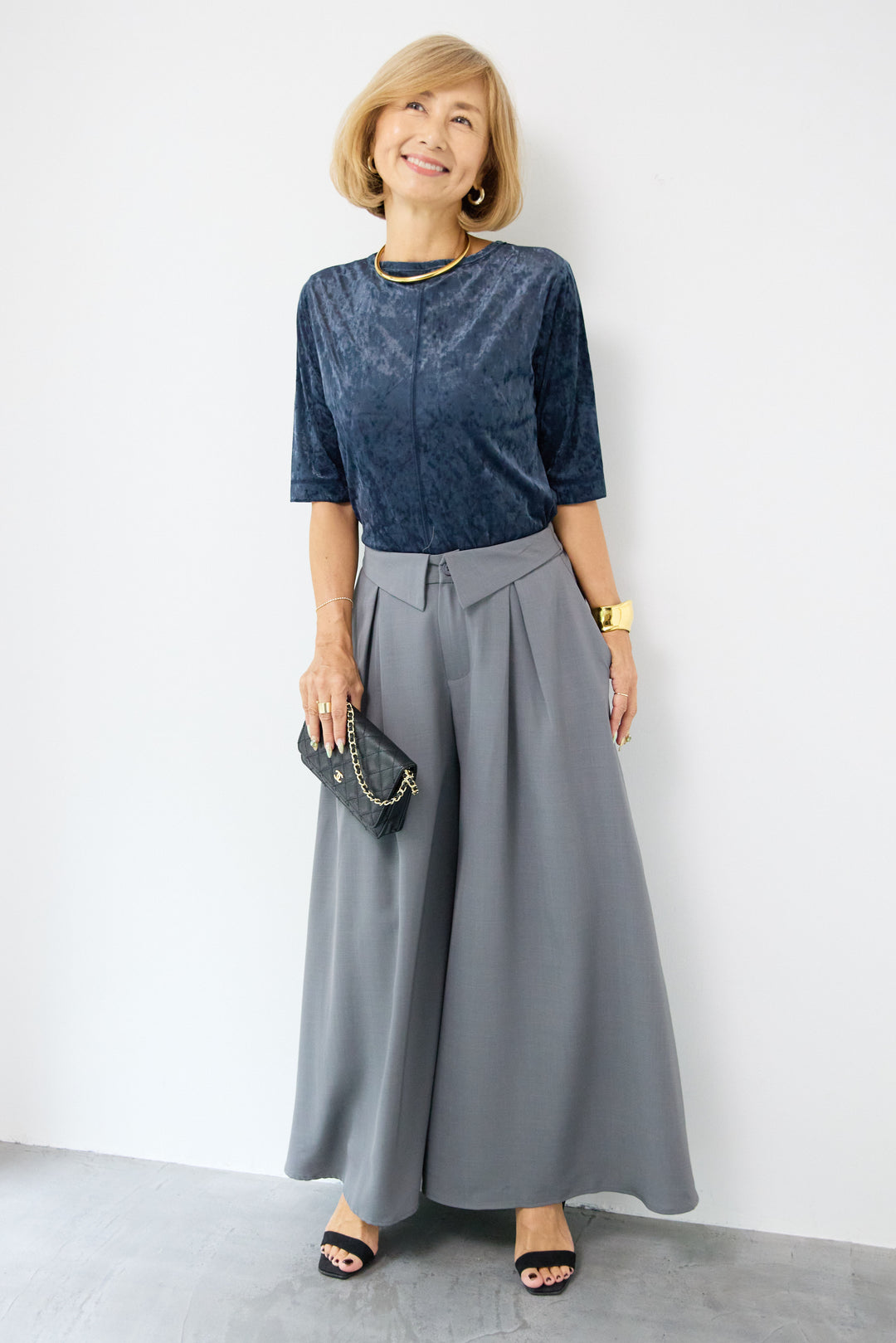 シアーベロア ハーフスリーブカーディガン