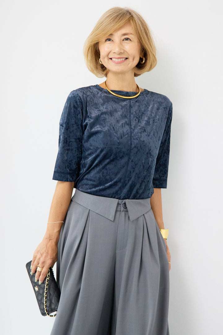 シアーベロア ハーフスリーブカーディガン