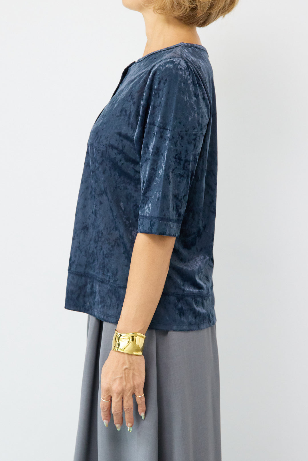 シアーベロア ハーフスリーブカーディガン