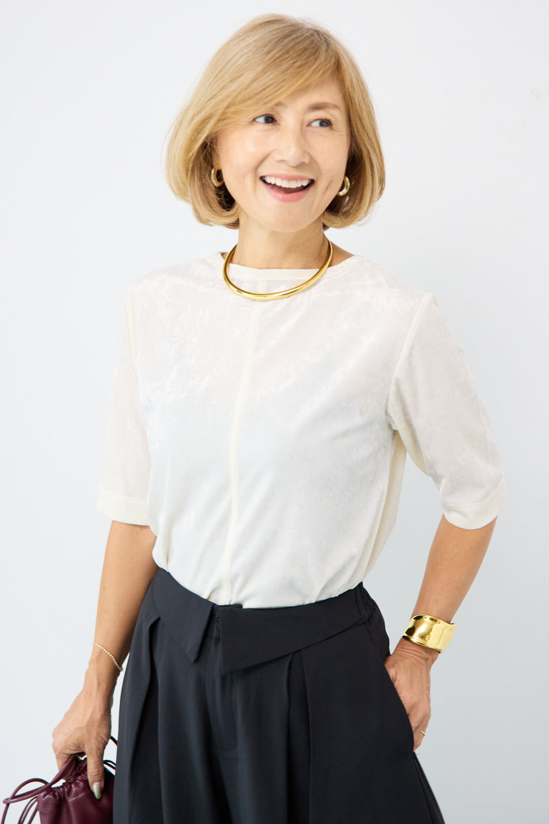 シアーベロア ハーフスリーブカーディガン