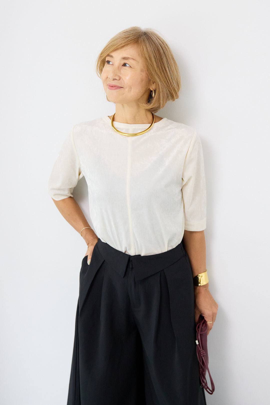 シアーベロア ハーフスリーブカーディガン