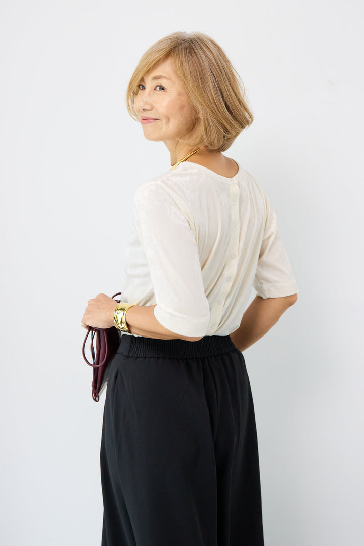 シアーベロア ハーフスリーブカーディガン