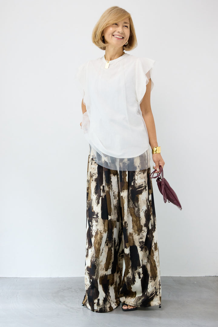 チュールレイヤードブラウス