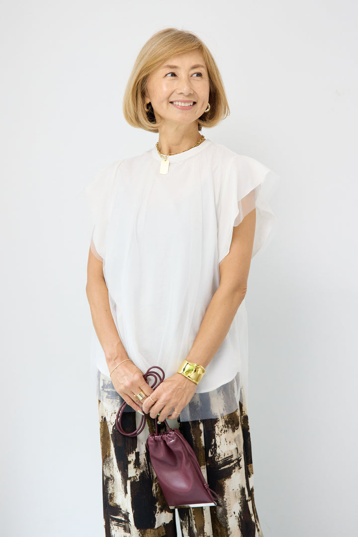 チュールレイヤードブラウス