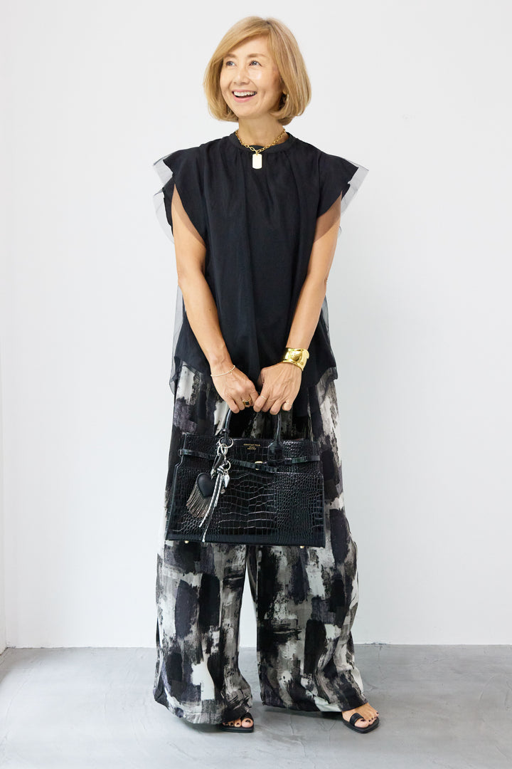 チュールレイヤードブラウス